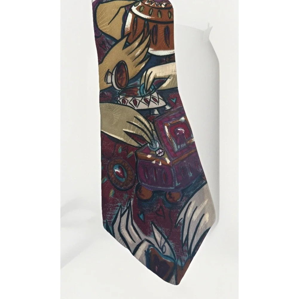 VTG The Beatles Abstract Pattern 100% Silk Tie Made In USA Hide Your Love Away